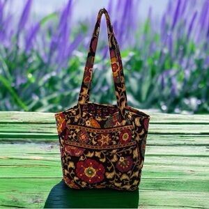 Vera Bradley Red and Black Tote Bag with Quilted Fabric